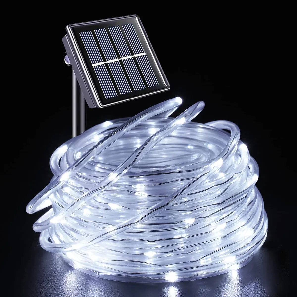 Manguera De Luces Solares Navideñas Blancas Exteriores Blanco