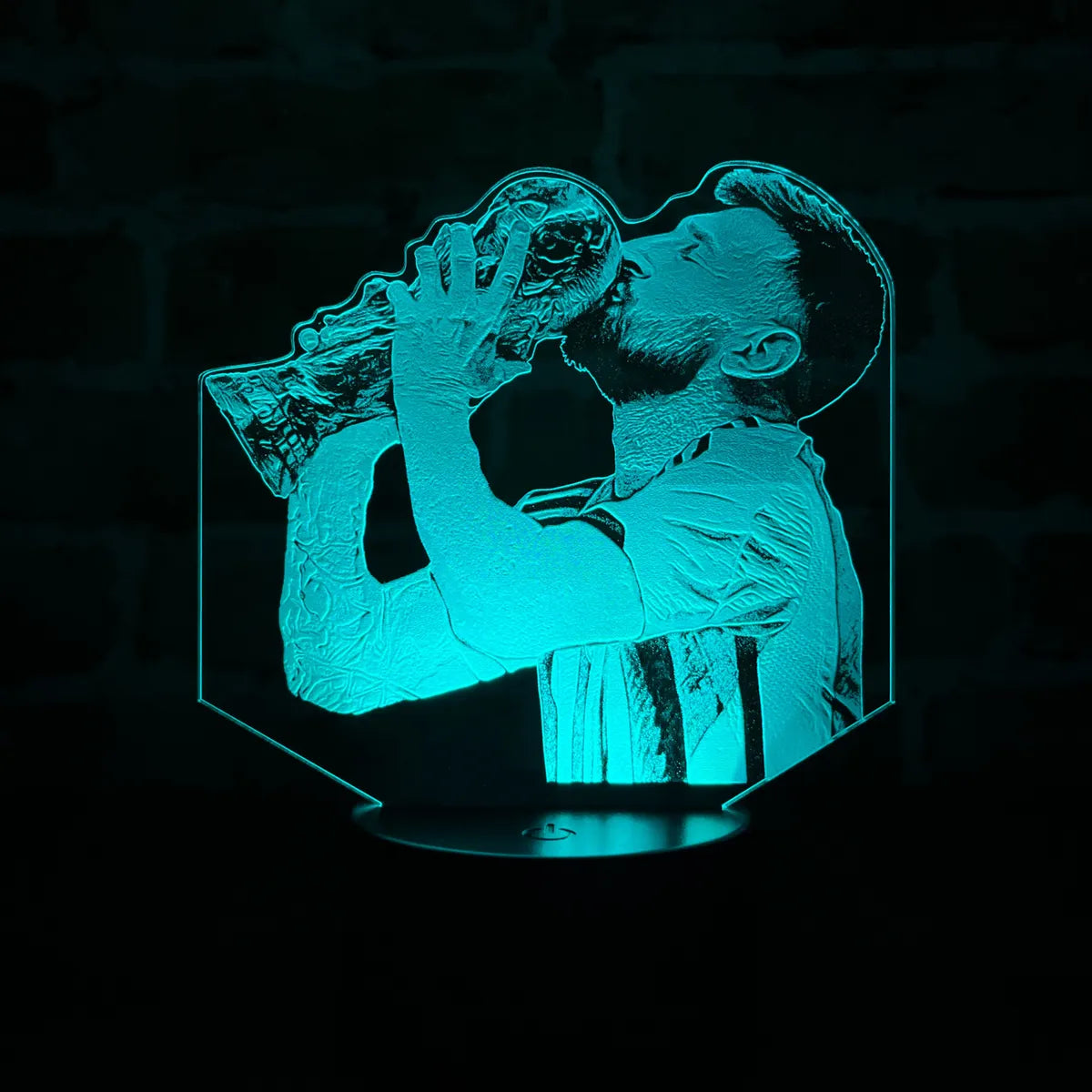 Lámpara De Noche Led Messi Mundial Fútbol Regalo Holograma Negra