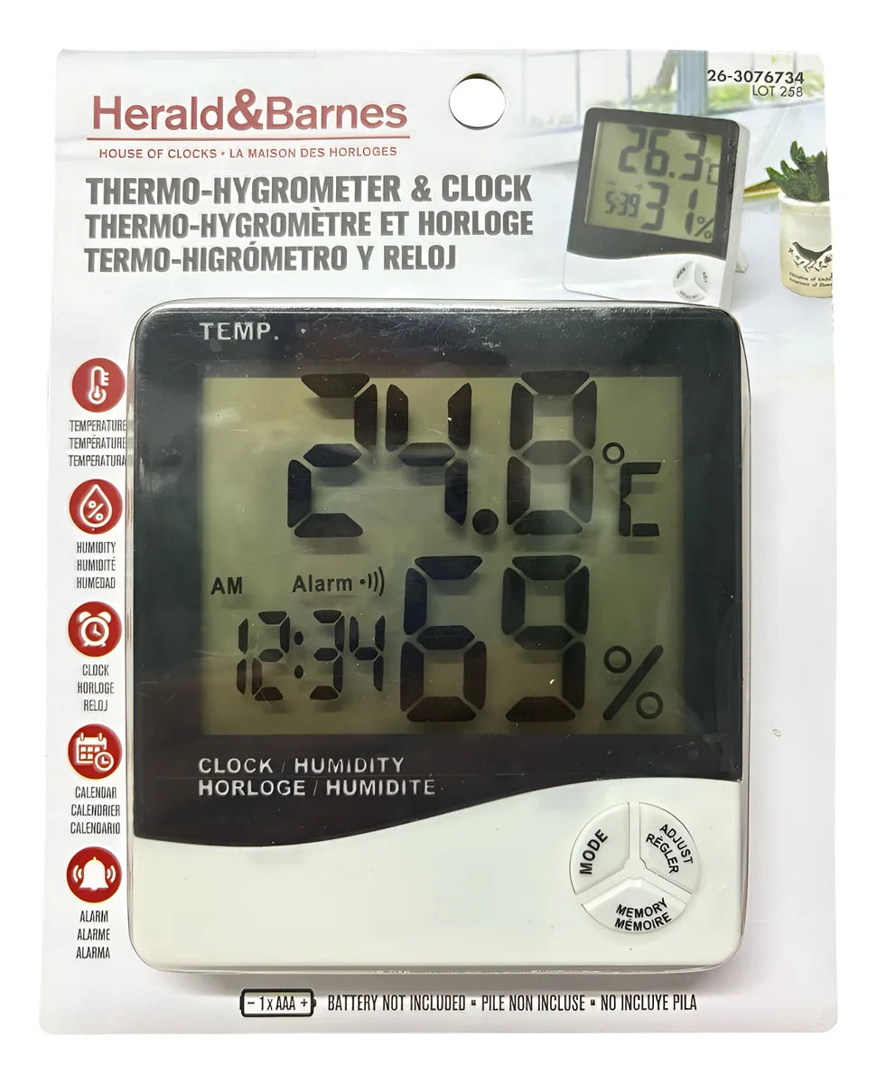 Termohigrometro Termometro Higrometro Reloj Medidor Humedad