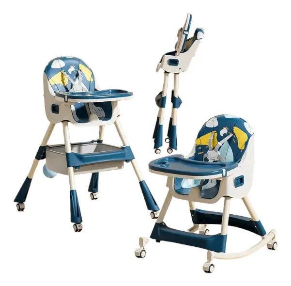 Silla De Comer Para Bebé 2 En 1 Mecedora Color Azul Niños