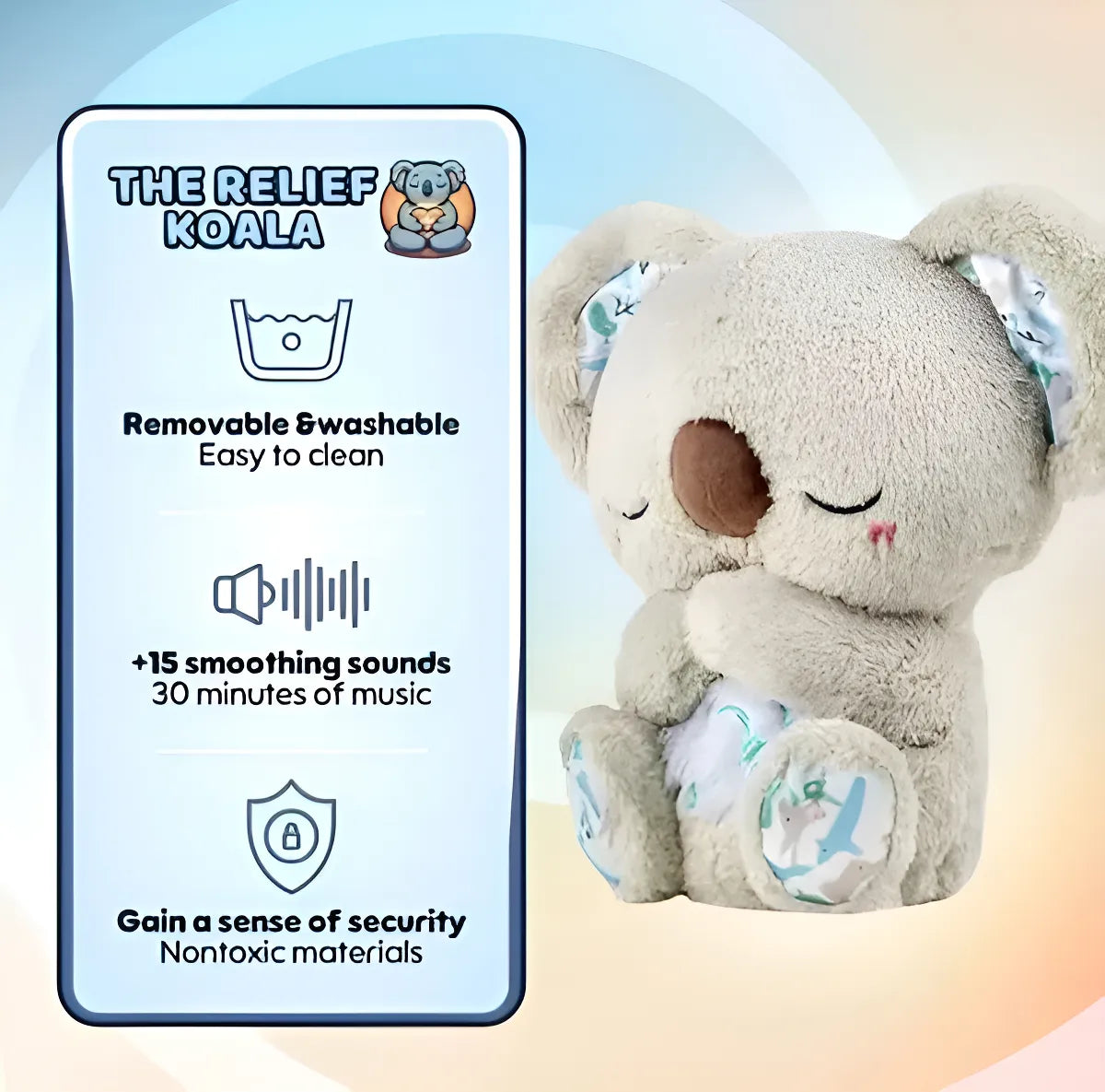Koala Con Voz Y Respiración, Hora De Dormir Color Gris
