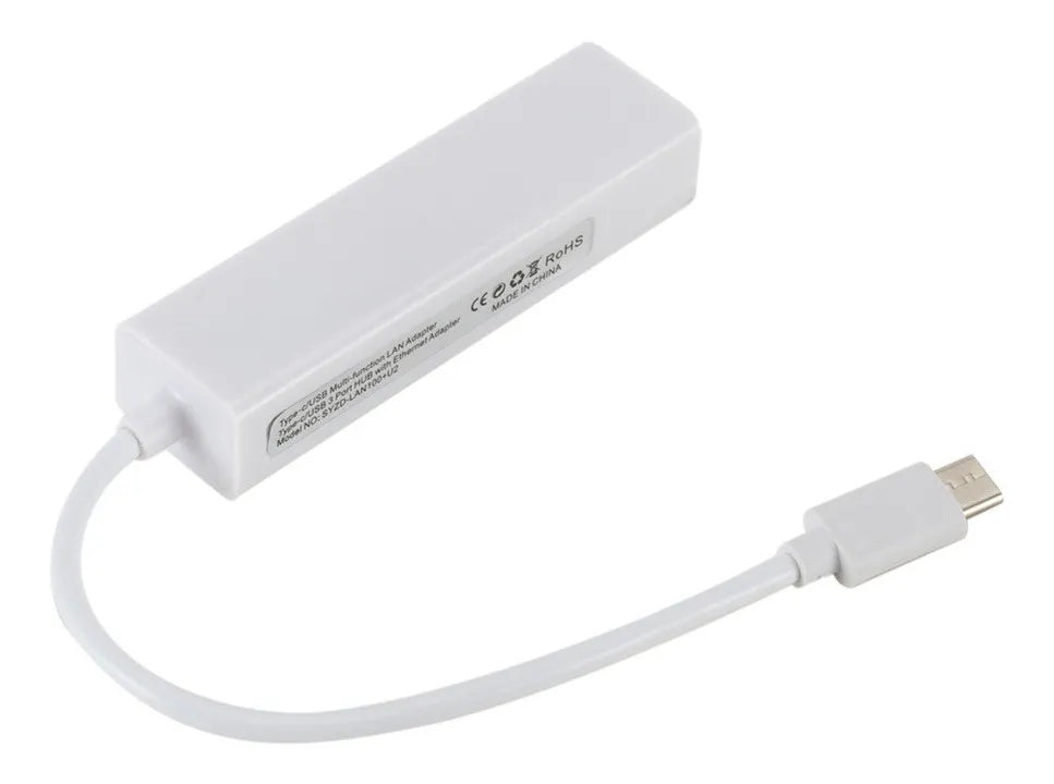 Adaptador De Usb Tipo C A A Rj45 Base 100+ 3 Puertos Usb 2.0