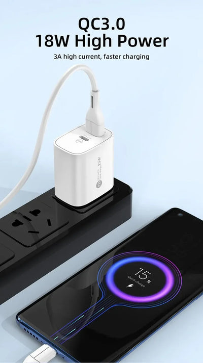 Cargador Rápido Usb Tipo C Teléfono Blanco