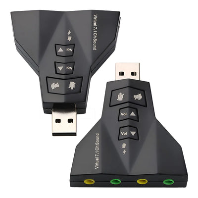 Tarjeta de sonido Adaptador de audio USB 7.1 C/ P2 de escritorio para portátil, color negro