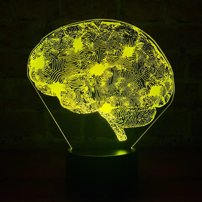 Lámpara De Noche Led Cerebro Holograma Regalo Decoración Negra