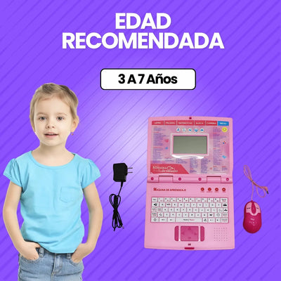 Computador Didáctico Bilingüe 130 Funciones Bei Tian 3-10 Años Rosa