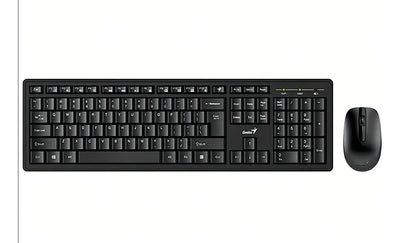 Kit de teclado y mouse inalámbrico Genius KM-8100 Español Latinoamérica de color negro