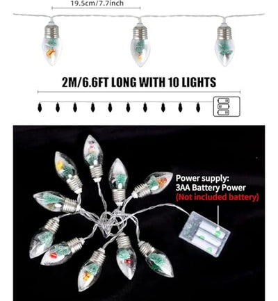Luces Navideñas De Burbujas Vintage - 10 Led, 6 6ft, Pilas,
