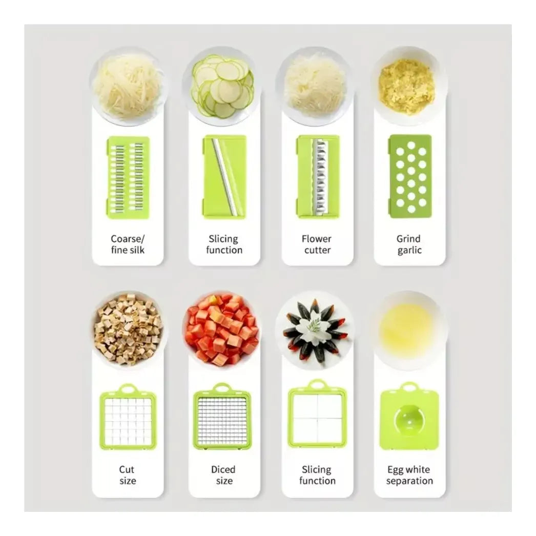 Cortador De Verduras Mandolina 28 En 1 Rallador Rebanador Gris