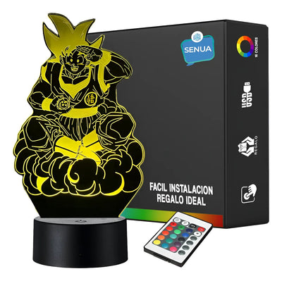 Lámpara De Noche 3d Led Goku Dragon Ball Z Regalo Holograma Negro