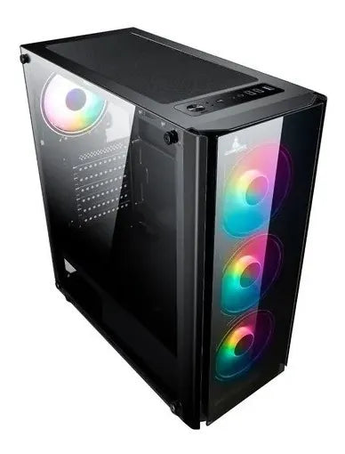 Chasis Gabinete Iceberg Crystal G9 Atx X4 Fans Incluidos Negro