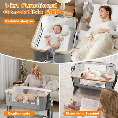 Cawesor Moises De Noche Para Bebe, Cuna 4 En 1 Con Ruedas, M