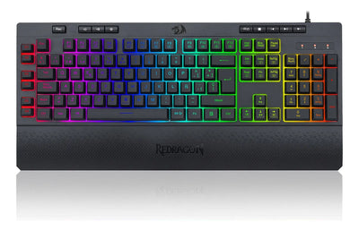 Teclado Gamer Redragon Shiva K512 RGB QWERTY Español Latinoamérica Color Negro con Luz RGB