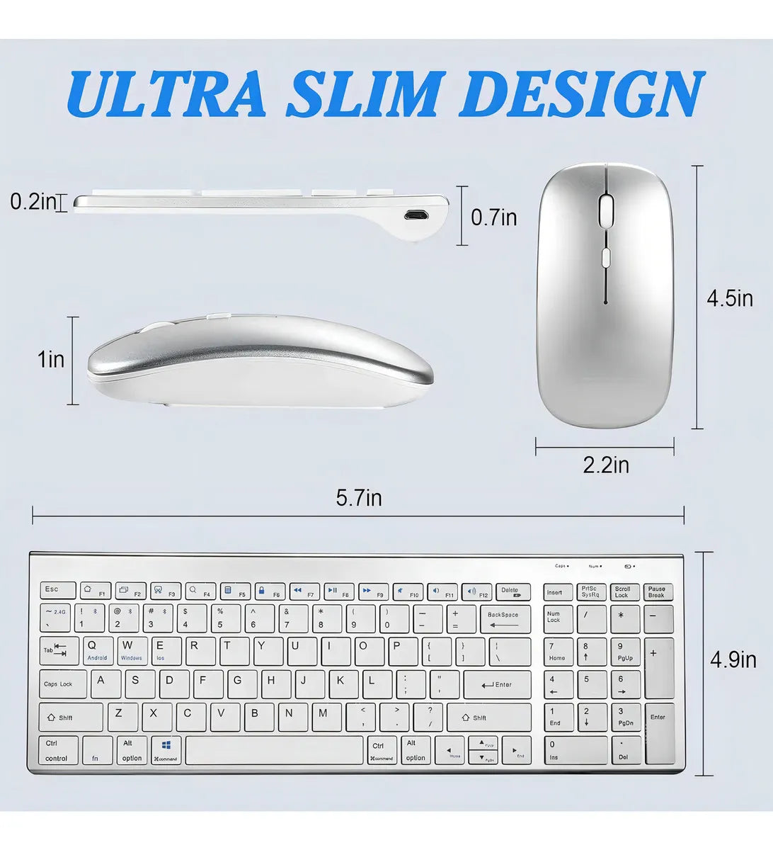 Combo Teclado Y Mouse Optico Inalámbrico Pc Mymobile K-06 Color Del Teclado Blanco
