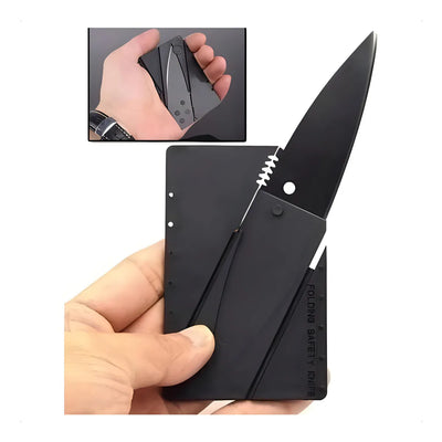 Tarjeta portátil plegable con cuchillo, cartera negra, defensa personal