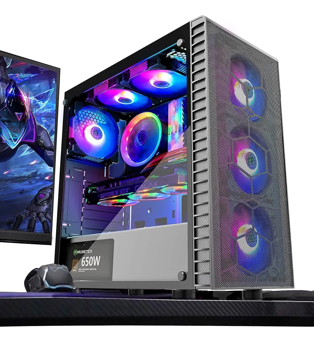 Musetex Mesh Atx Mid-tower Computer Gaming Case Con 6 Pcs × G05mn6-hw