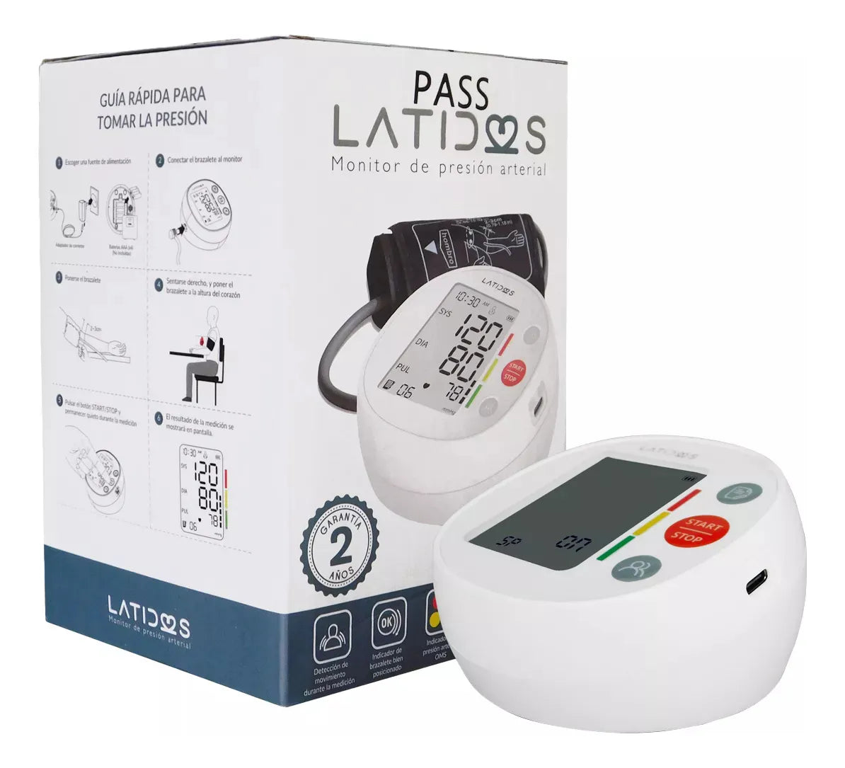 Tensiometro Digital Profesional Altavoz Latidos + Termómetro Blanco