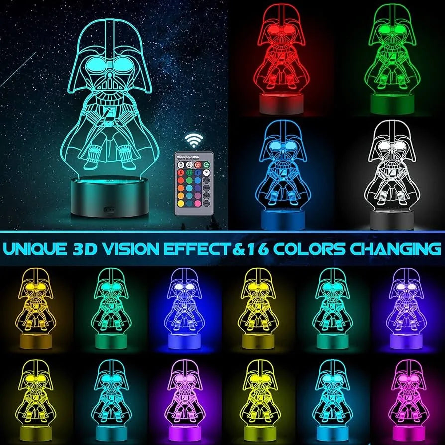 Lámpara De Noche 3d Darth Vader Star Wars Holograma Regalo - Negro