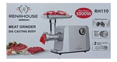 Molino Eléctrico Picador De Carne Procesador Renahouse Plateado
