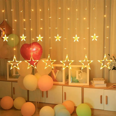 Instalación Navideña Cortina Decoración Luces Led Estrellas