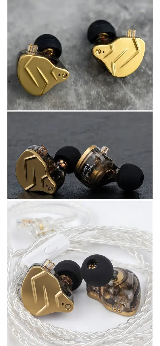 Audífonos In-ear Kz Zsn Prox Híbrido Hifi Monitoreo Color Dorado Con Mic