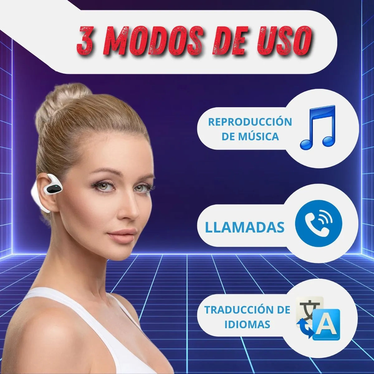 Audifonos De Traduccion Instantaneos De Idioma Inalámbricos Blanco