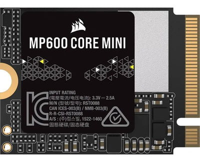 Corsair Mp600 Mini Pro 2 TB Nvme Pcie X4 Gen4 SSD 2 M.2 2230 SSD de hasta 5000 MB/s de lectura, escritura secuencial máxima de hasta 3800 Mbps CSSD-F2000 Gbmp600 Color negro