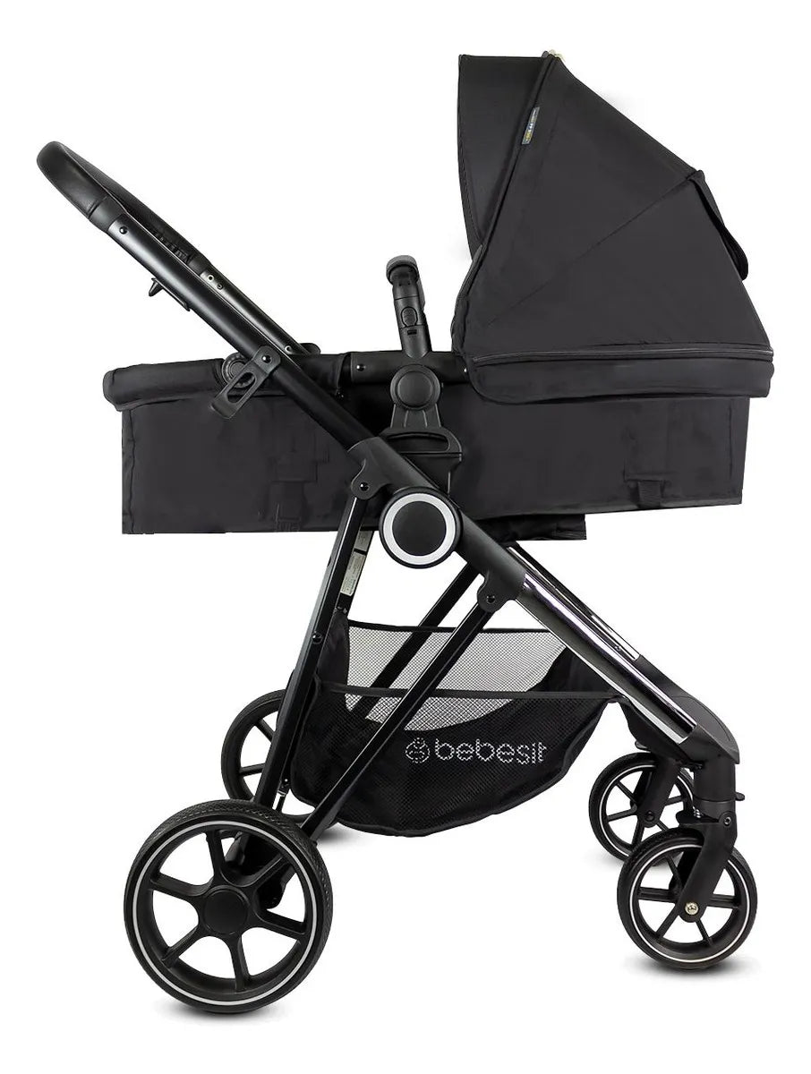 Coche Para Bebe Tipo Moises + Portabebe Cosmos Bebesit Color Negro
