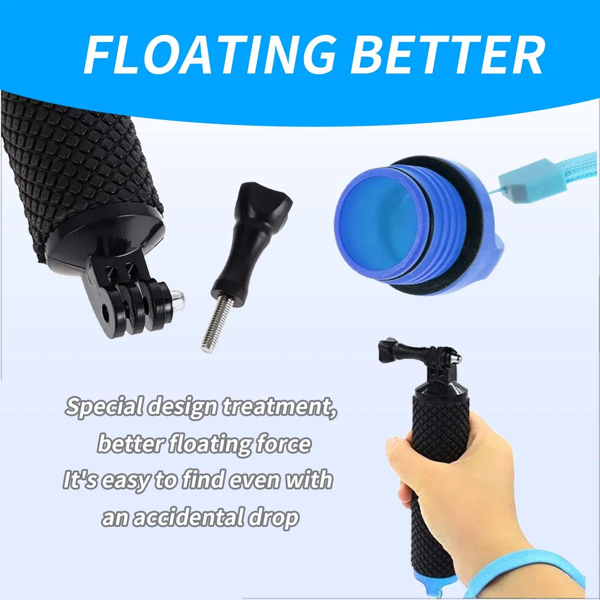 Stick Impermeable Flotante Agarre Mano Para Cámaras Acción