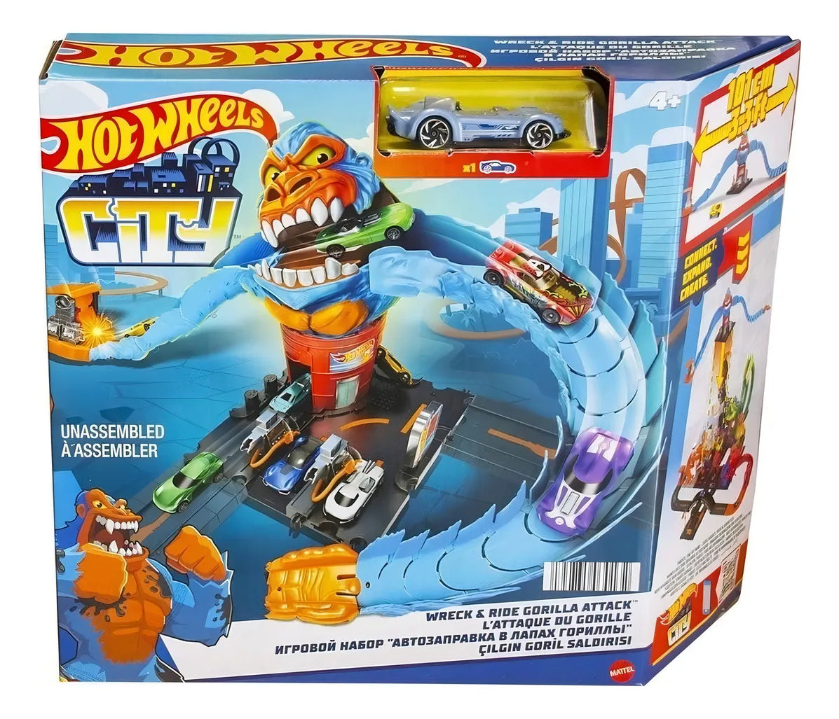 Pista de autos Hot Wheels City Gorila en la Gasolinera color azul - 2 piezas