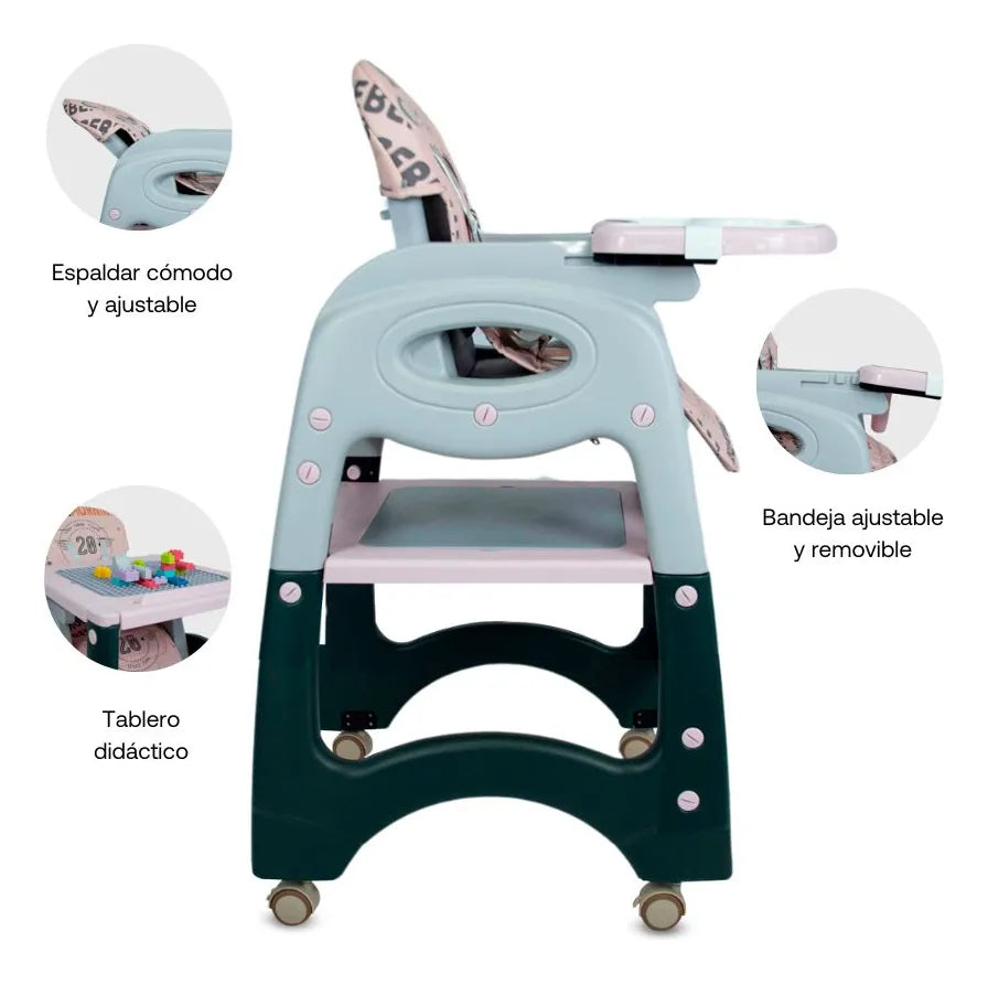 Silla Comedor Bebe 3 En 1 Comedor Escritorio Niña Color Rosa Duo