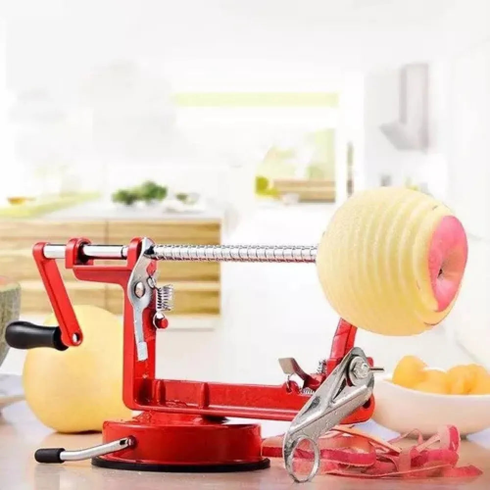 Pelador De Manzanas Y Verdura 3 En 1 Cortador Espiral Manual Rojo