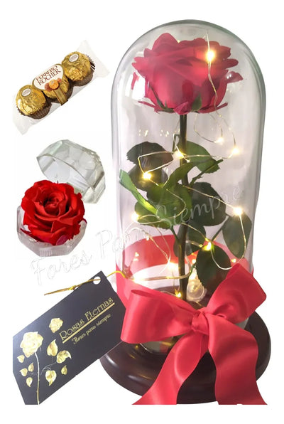 Regalo Dia De La Madre Rosa Preservada 29 Cm Alto + Obsequio Todos