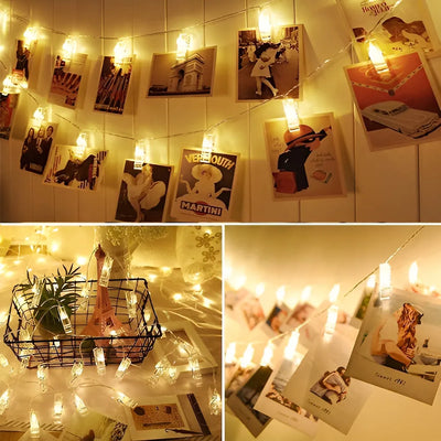 Guirnalda de luces LED para fotos, 20 clips de fotos en color de The A Lights