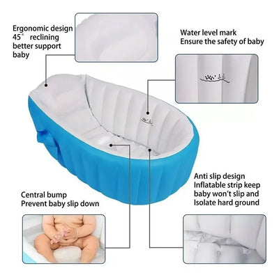 Bañera Tina Piscina Inflable Para Bebés Rosa-azul Lisa