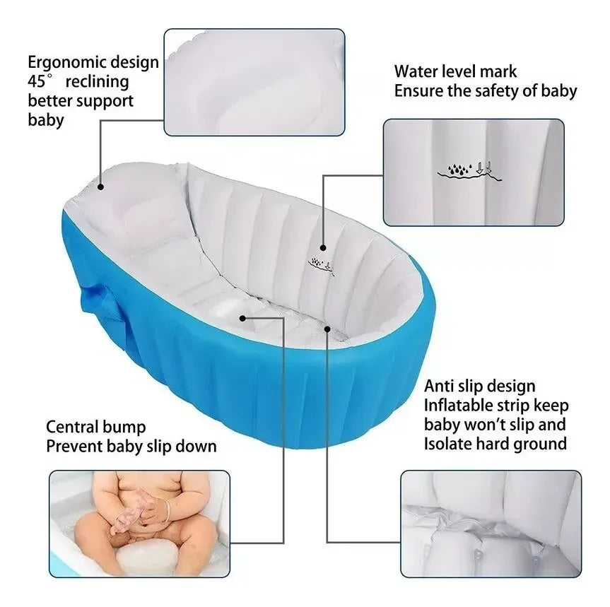 Bañera Tina Piscina Inflable Para Bebés Rosa-azul Lisa