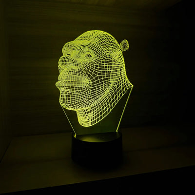 Lámpara De Noche 3d Led Shrek Holograma Regalo Decoración - Negra