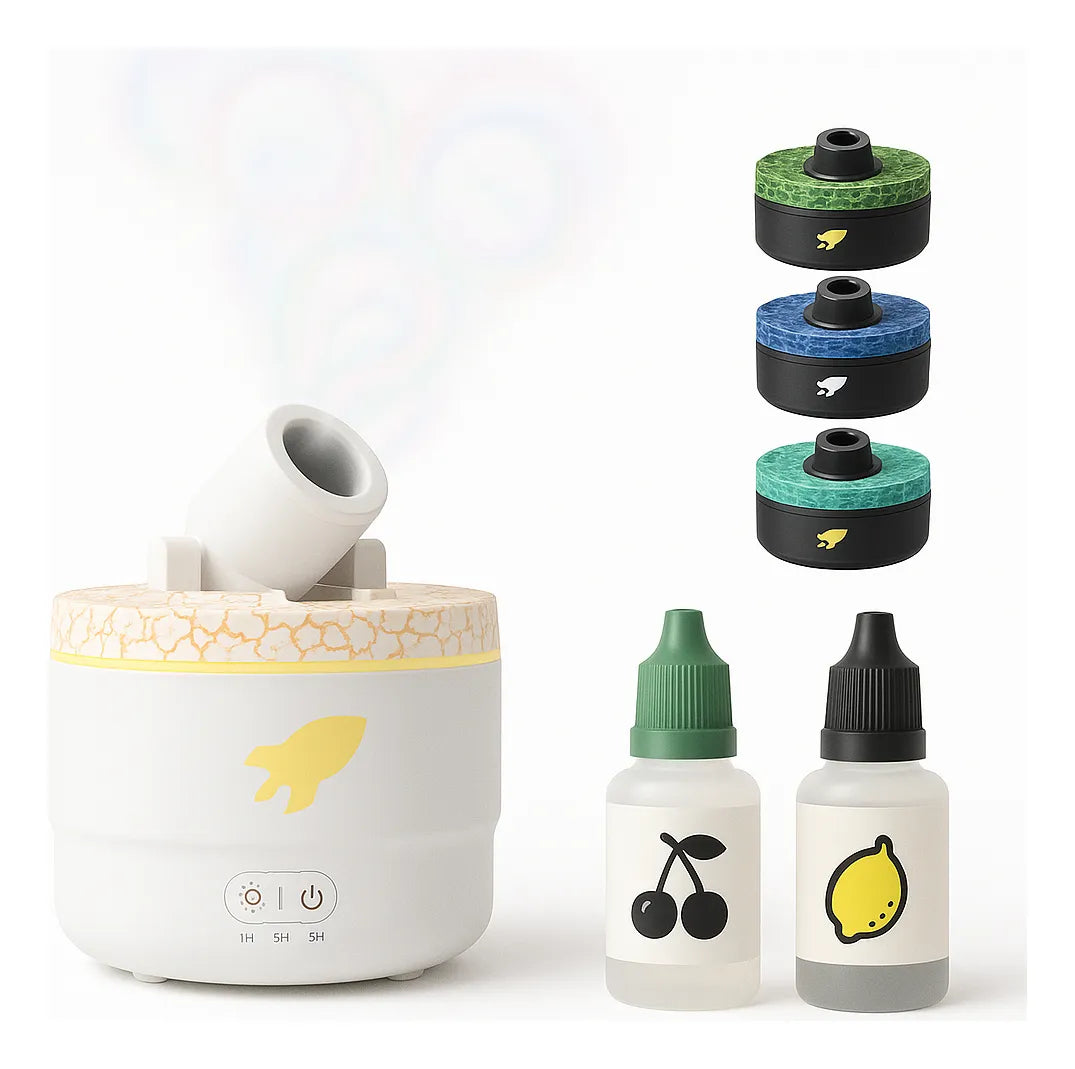 Humificador Difusor De Aromas Olores Cañon Aros + 2 Esencias Blanco