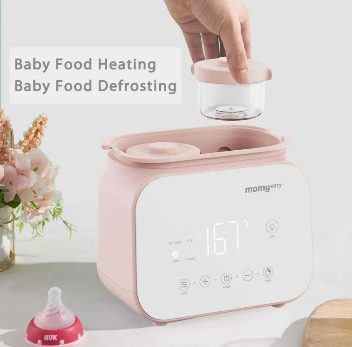 Esterilizador Y Calentador Digital De Biberones Rosado