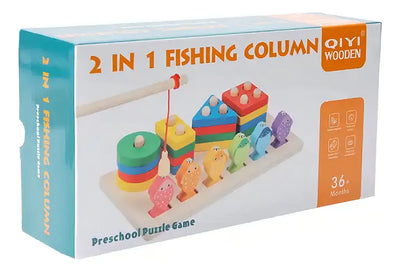 Juego Madera Encastre Y Pesca 2 En 1 Aprendizaje Niños Color Multicolor