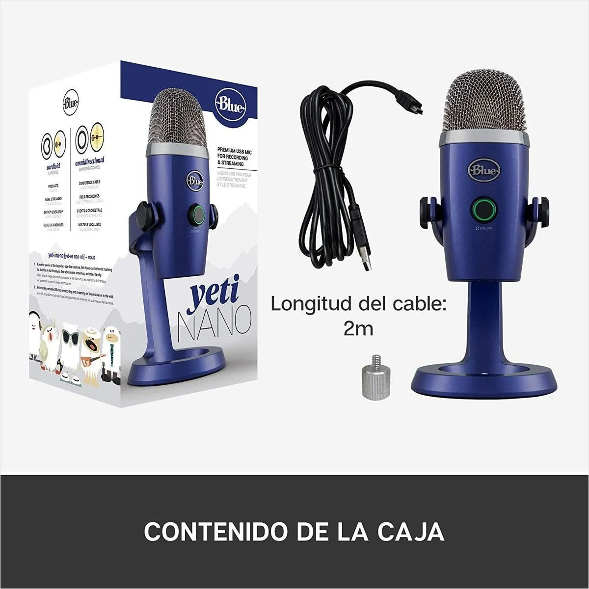 Micrófono Blue Yeti Nano Condensador Omnidireccional color vivid blueS