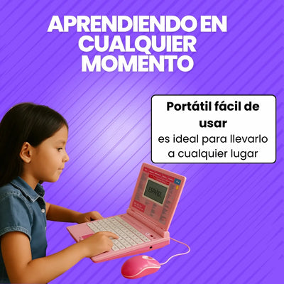 Computador Didáctico Bilingüe 130 Funciones Bei Tian 3-10 Años Rosa
