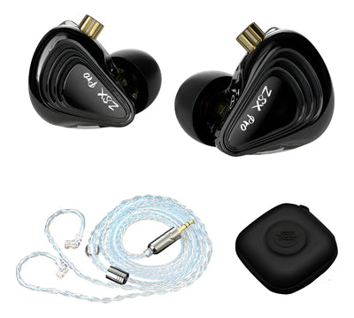 Audifonos Kz Zsx Pro Monitores + Cable Mejorado + Estuche Negro Sin Micrófono