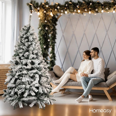 Árbol De Navidad Artificial Nevado Calidad Premium 1.90 M Blanco