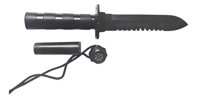 Cuchillo Tactico De Supervivencia Camping Cauchera Brujula Negro