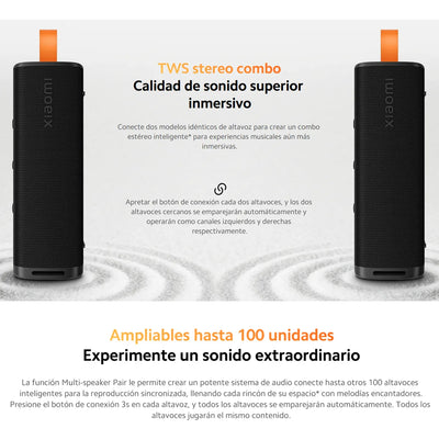 Xiaomi Sound Outdoor, Parlante Bt Portátil 30w Ip67 Tws, Blk Negro