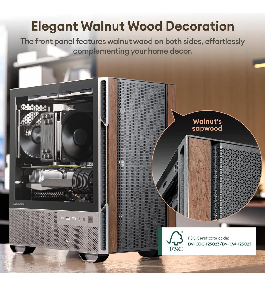 Funda Micro Atx Genuina De Madera De Nogal, Funda Matx Pc Co