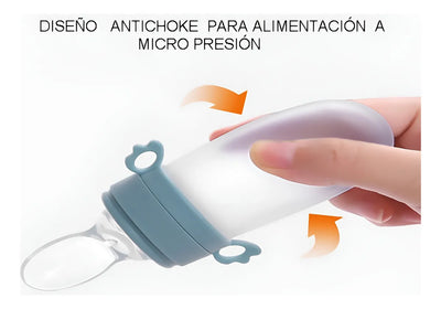 Tetero Biberón Dispensador Alimentos Bebés 40 Ml Uso Verde Chupo 3 Tamaño Alimento + Cuchara Dispensar Ayuda Habilidades Control Sin Bpa Libre Bps Sin Ftalatos Silicona Grado Alimenticio Versátil