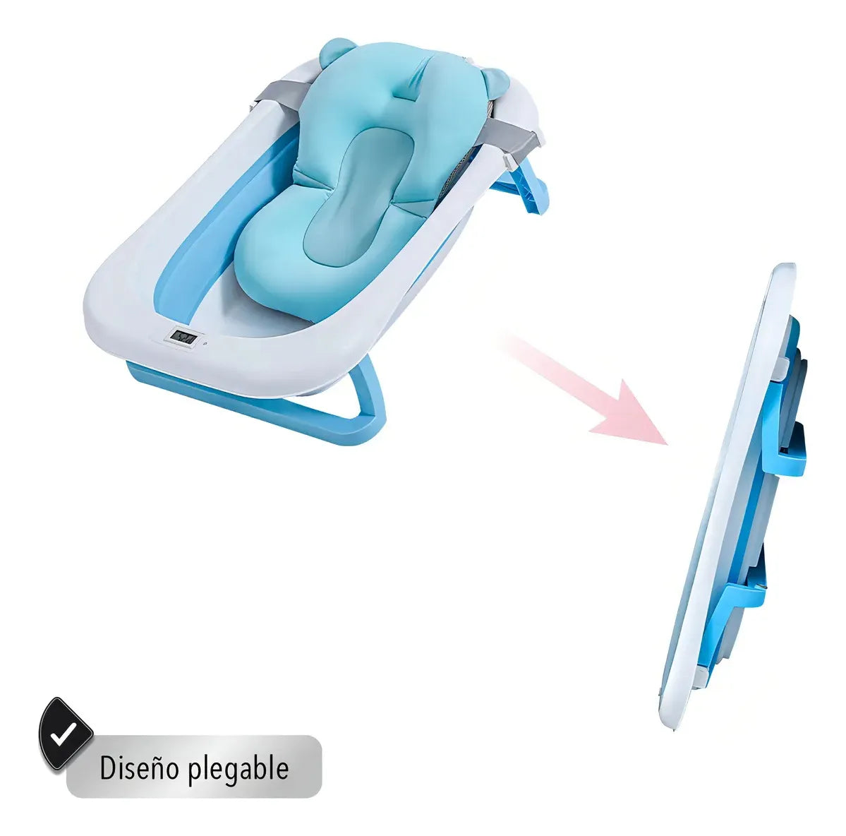 Bañera Tina Plegable Bebe Rosa Azul Ergonómica Fácil Guardar