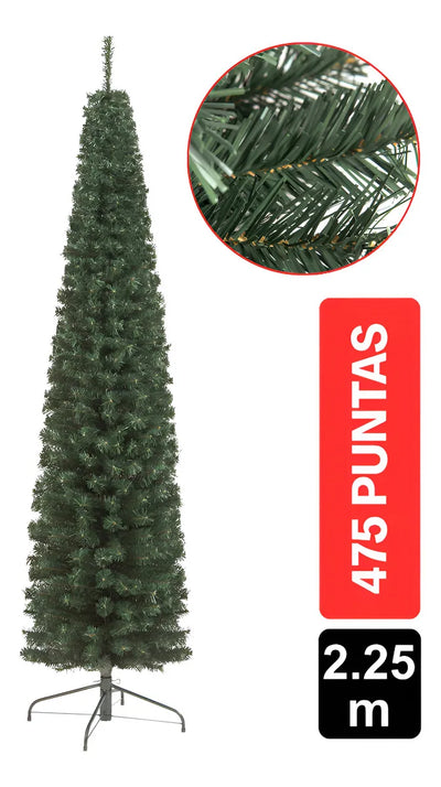 Arbol de Navidad Vermont 2.25m 475 Puntas Gio Home Pino Navideño Look Natural Base Metálica Artificial para Decoración con Bolas Adornos Extensiones Cintas Bombillos Botas Campanas Luces Estrella Noel